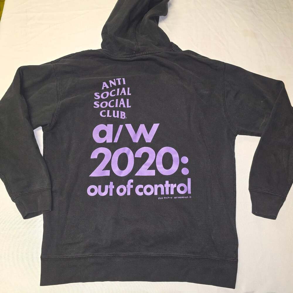 Anti Social Social Club A/W 2020 Out Of Control Black Hoodie Size L